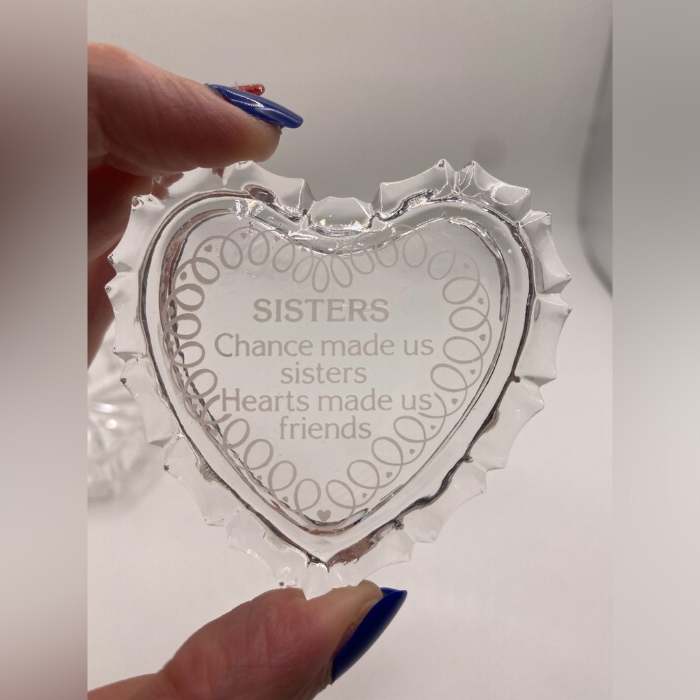 Artmark Lead Crystal Sisters Heart Trinket Dish Made in Germany Vintage